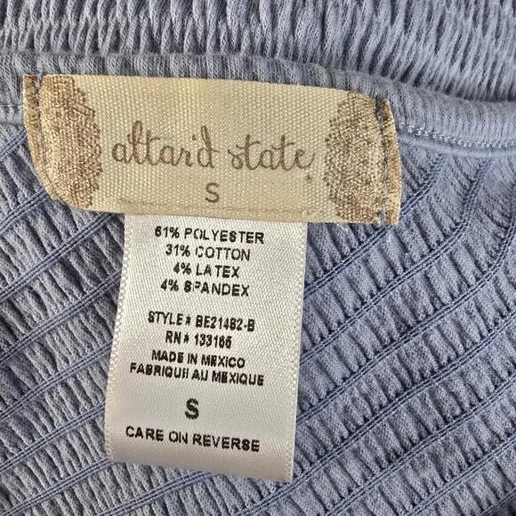 Altar’d State One Shoulder Smocked Crop Top Light Blue Women’s S Excellent Condi - Picture 4 of 5